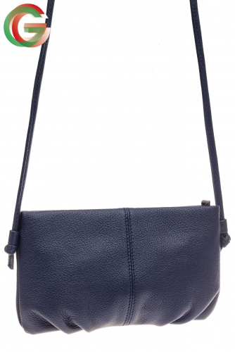 Кожаная женская сумка клатч через плечо, цвет синий