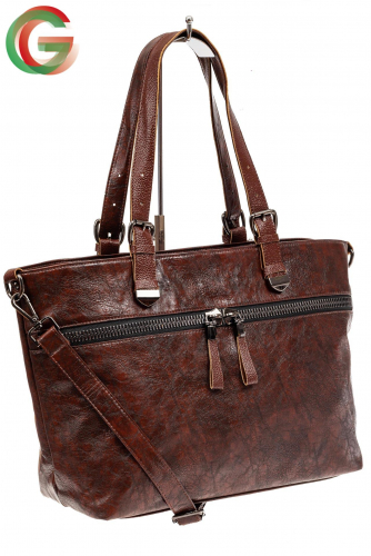Большая сумка женская комбинированная, цвет коричневый