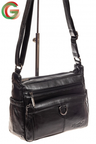 Женская сумка из натуральной кожи под документы, цвет черный