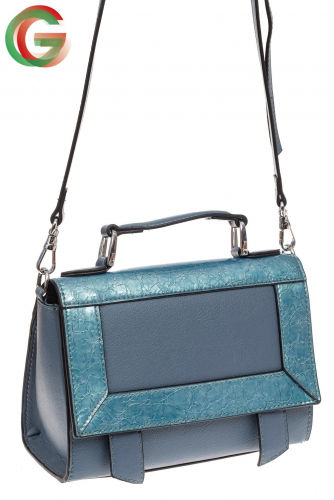 Классическая сумка из натуральной кожи, цвет серо-голубой