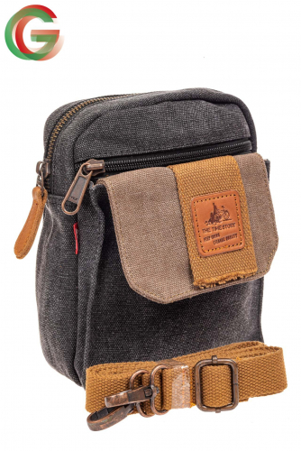 Маленькая мужская сумка через плечо или на пояс, цвет серый