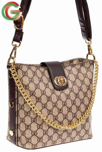 Женская сумка из кожзама сумка с принтом, цвет коричнево-серый