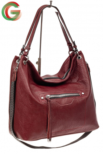 Большая женская сумка из искусственной кожи, цвет бордо