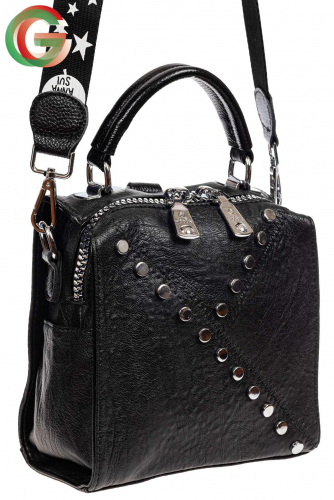Квадратная сумка-рюкзак из искусственной кожи, цвет черный
