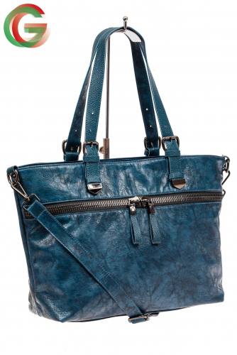 Большая сумка женская комбинированная, цвет синий