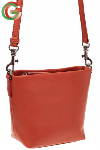 Летняя сумка-ведро из натуральной кожи, цвет оранжевый