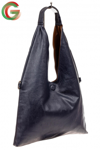 Двухсторонняя женская сумка из искусственной кожи, цвет синий-коричневый