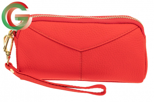 Женская сумка-малышка из натуральной кожи, цвет красный