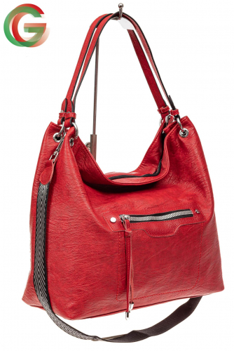 Большая женская сумка из искусственной кожи, цвет красный