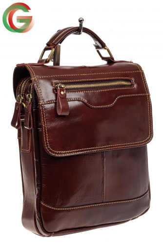 Мужская сумка планшет из натуральной кожи, цвет красно-коричневый