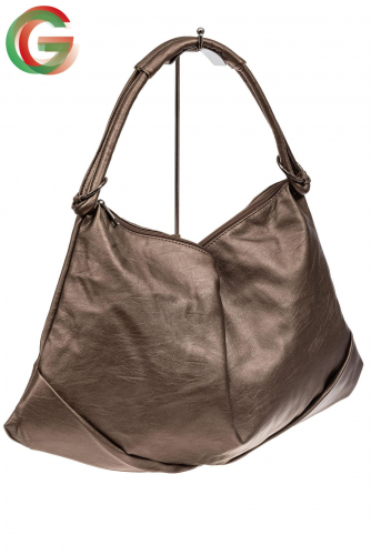 Большая женская сумка из искусственной кожи, цвет бронза