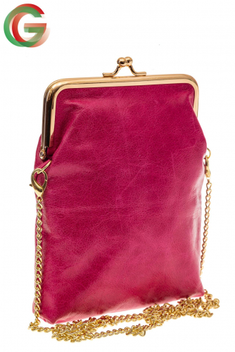 Женская вечерняя мини-сумочка с фермуаром, цвет фуксия