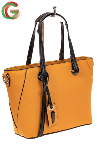 Небольшая сумка-шоппер из натуральной кожи, цвет манго