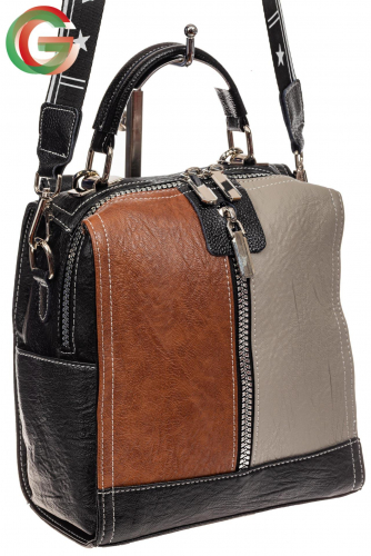 Женская сумка-рюкзак из искусственной кожи, цвет комбинированный (черный, коричневый, серый)