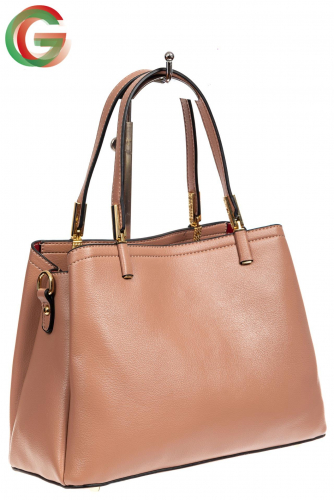 Классическая сумка тоут-шоппер из эко-кожи, цвет розовый