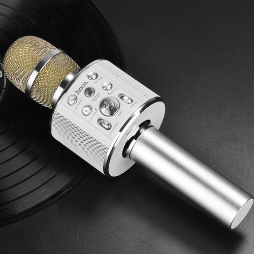 Колонка-микрофон Hoco BK3 беспроводной Bluetooth с функцией караоке серебристая