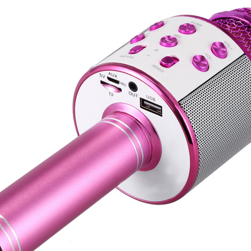 Колонка-микрофон WS-858 (BluetoothMicro SDUSBкараоке) розовый