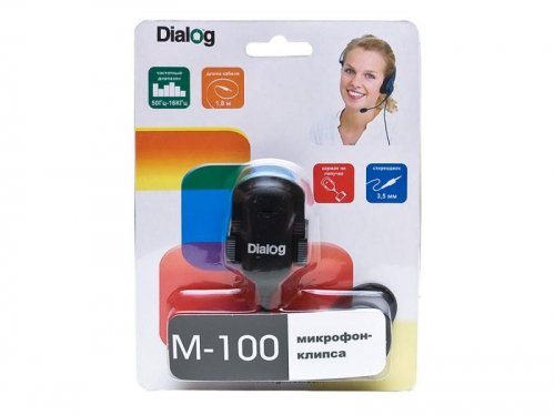 Микрофон Dialog M-100B прищепка, черный