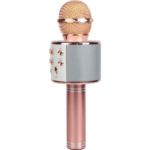 Колонка-микрофон WS-858 (BluetoothMicro SDUSBкараоке) розово-золотистый
