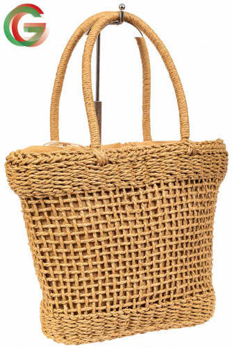 Плетеная сумка-корзинка из соломки, цвет крафт