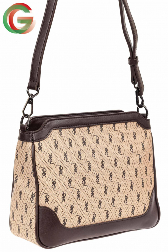Женская классическая сумка из кожзама, цвет бежевый