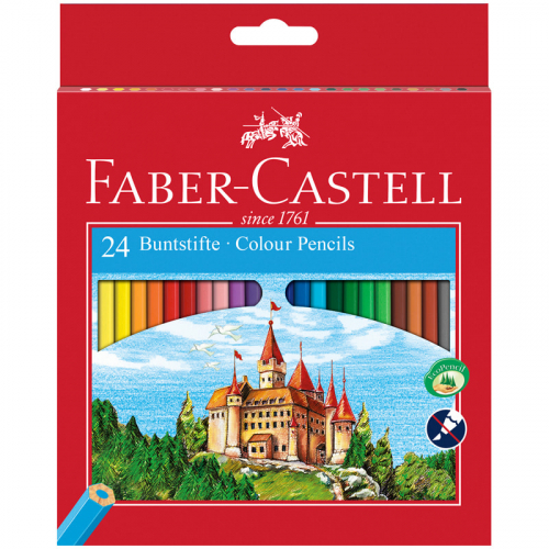 Карандаши цветные Faber-Castell, 24цв., заточен., картон, европодвес 286242