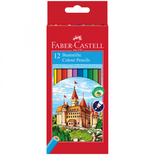 Карандаши цветные Faber-Castell, 12цв., заточен., картон, европодвес 286241 