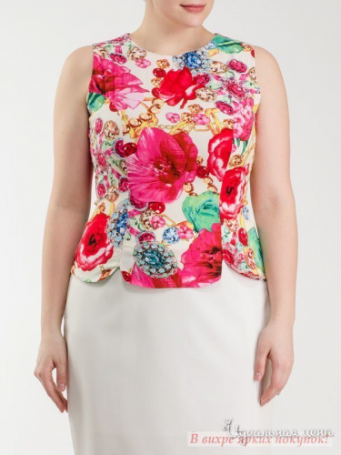Блуза Look At Fashion 02781, цветы розовый (46)