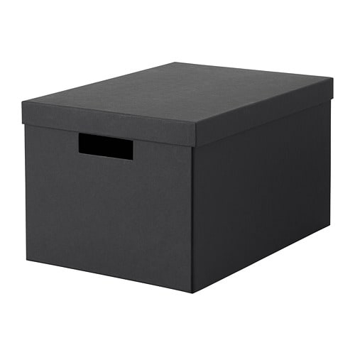 ТЬЕНА, Коробка с крышкой, черный, 25x35x20 см