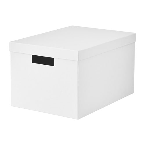 ТЬЕНА, Коробка с крышкой, белый, 25x35x20 см