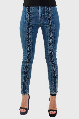 Женские джинсы со шнуровкой от Los Angeles Atelier (США) - классная модель в обтяжку, идеально смотрится на стройной фигуре №318