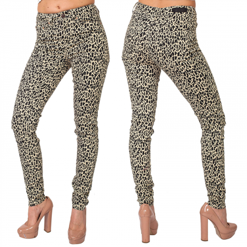 Женские зауженные леопардовые брюки Pieces. Хищный принт рекомендован уверенным в себе и утонченным девушкам №1004