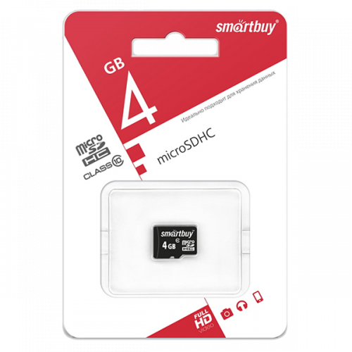 Карта памяти SmartBuy 4 GB (micro SDHC,class10) без адаптера