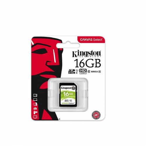 Карта памяти Kingston 16 GB UHS-I Canvas Select up to 80MB/s (Secure Digital,HC, class10)
