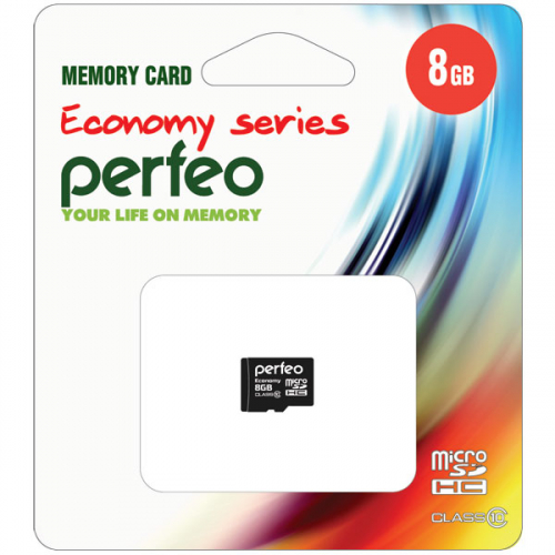 Карта памяти Perfeo 8 GB (micro SDHC,class10) без адаптера Economy Series