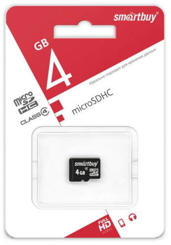 Карта памяти SmartBuy 4 GB (micro SDHC,class4) без адаптера