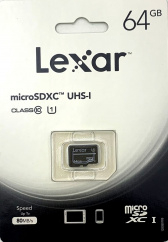 Карта памяти Lexar 64GB (micro SDHC, class10, 300x UHS-I), без адаптера