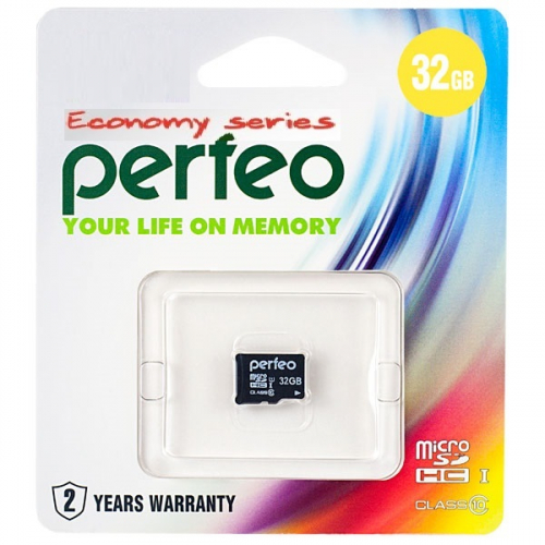 Карта памяти Perfeo 32 GB (micro SDHC,class10) без адаптера Economy Series