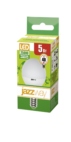 Светодиодная (LED) Лампа Jazzway ECO G45 (шар)-5W/3000/E14 400Lm (5W/теплый/E14)
