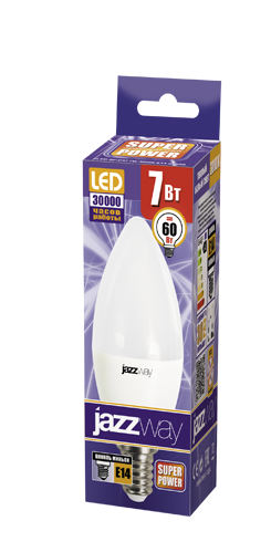 Светодиодная (LED) Лампа Jazzway SP C37 (свеча)-7W/3000/E14 530Lm (7W/теплый/E14)