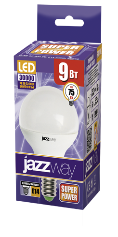 Светодиодная (LED) Лампа Jazzway SP G45 (шар)-9W/3000/E14 820Lm (9W/теплый/E14)