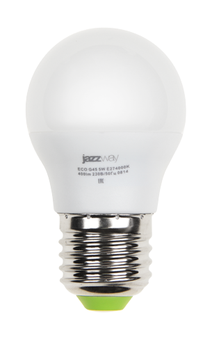 Светодиодная (LED) Лампа Jazzway ECO G45 (шар)-5W/3000/E27 400Lm (5W/теплый/E27)