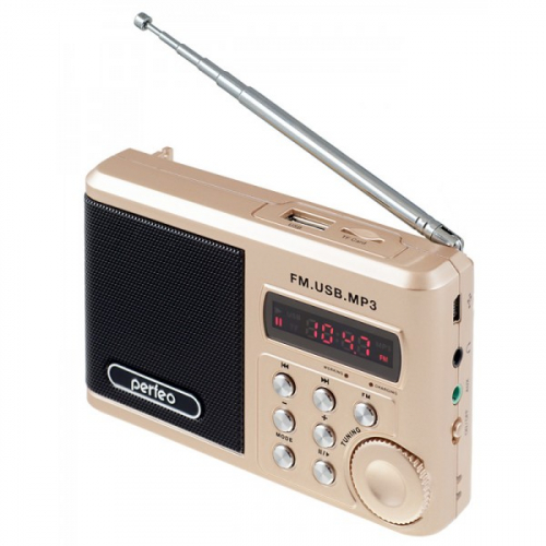 Радиоприемник Perfeo Sound Ranger, FM MP3 USB microSD In/Out ридер, BL-5C 1000mAh золотистый