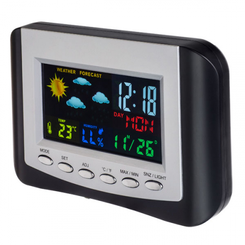 Метеостанция-часы Perfeo Color (PF-S3332CS) (цветной экран, время, температура, влажность, дата)