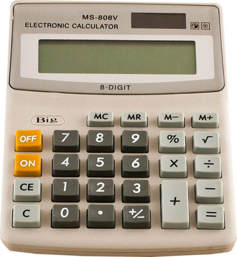 Калькулятор MS-808V, средний, 8-разр.,серый