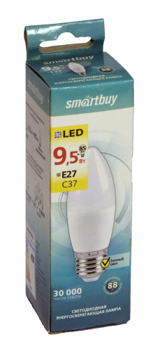 Светодиодная (LED) Лампа Smartbuy-С37-9,5W/6000/E27 (9,5W/холодный/E27)