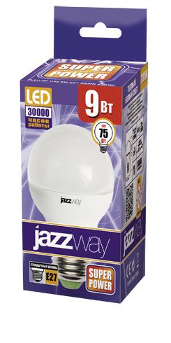 Светодиодная (LED) Лампа Jazzway SP G45 (шар)-9W/3000/E27 820Lm (9W/теплый/E27)