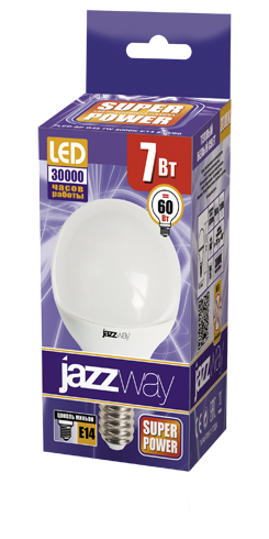 Светодиодная (LED) Лампа Jazzway SP G45 (шар)-7W/3000/E14 530Lm (7W/теплый/E14)