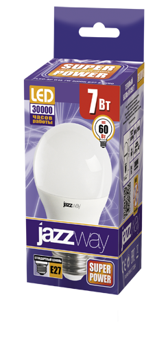 Светодиодная (LED) Лампа Jazzway SP G45 (шар)-7W/3000/E27 530Lm (7W/теплый/E27)