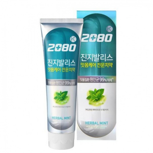 Зубная паста с травами, способствует профилактике гингивита Aekyung 2080 K Gingivalis Herbal Mint (зеленая) 120g